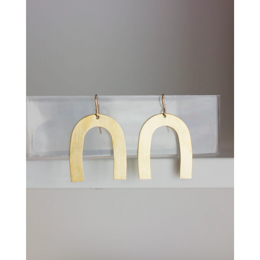 brass arc earrings