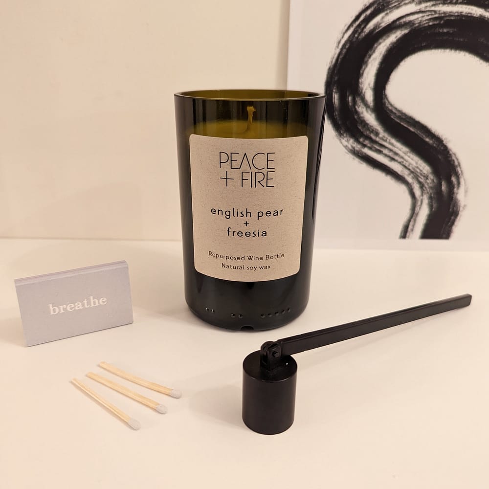 wine bottle candle - english pear and freesia