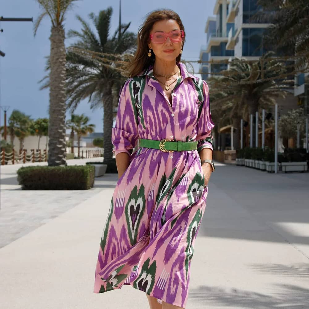 faith shirtdress in lilac ikat