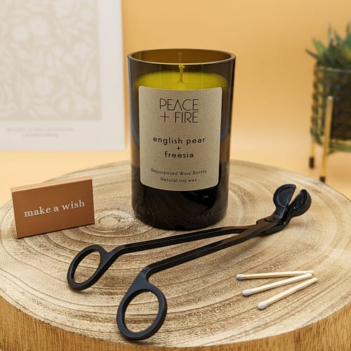 wine bottle candle - english pear and freesia