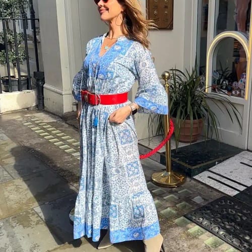 "Ibiza" Dress (Long) Patchwork Blue