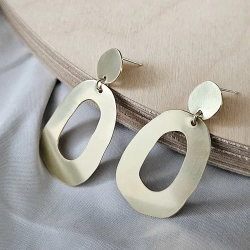 Brass Freeform Double-Circle Studs