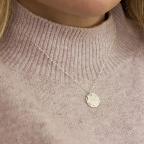Silver Hammered Double Disc Necklace