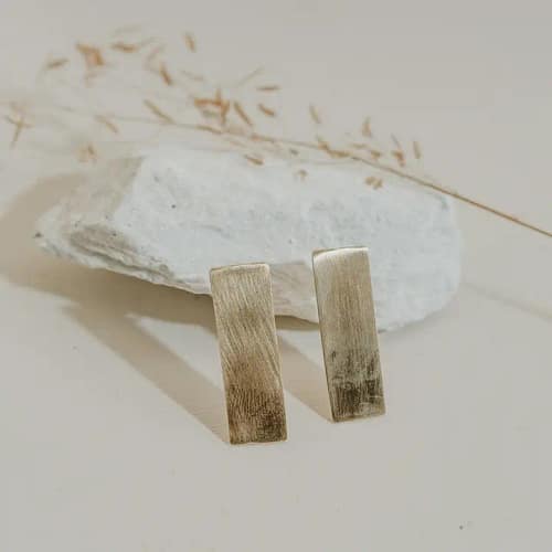Brass Rectangle Earrings