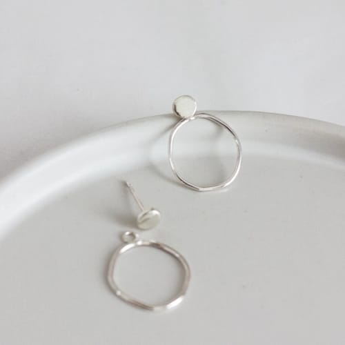 Sterling Silver Organic Circle Ear Jackets