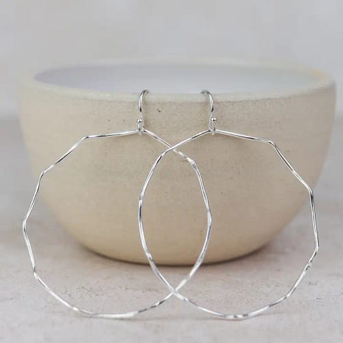 Sterling Silver Geo Wave Hoop Earring - Lucy Kemp