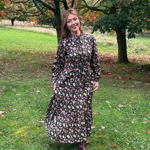 ‘Roisin’ Dress Forest Rose (Lined)