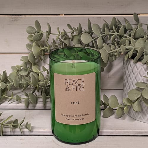 Rest - Wine Bottle Candle - Peace + Fire