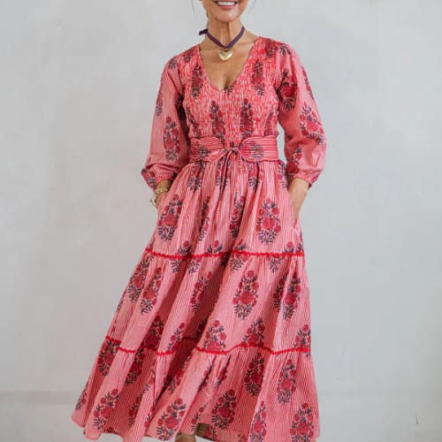 Grace Dress In Red Garland Stripe