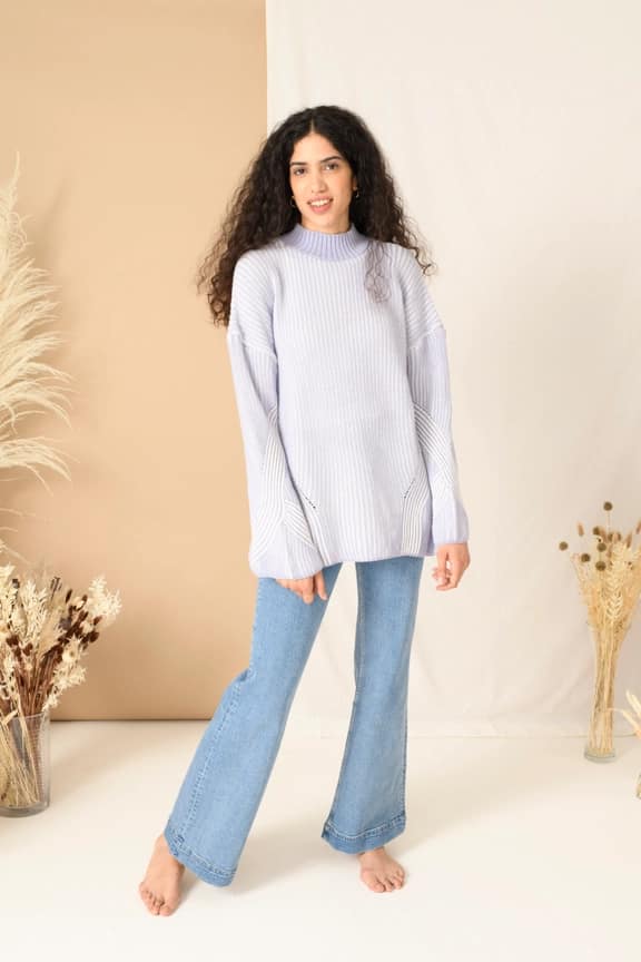 Rosa High Neck Jumper - Pale Blue