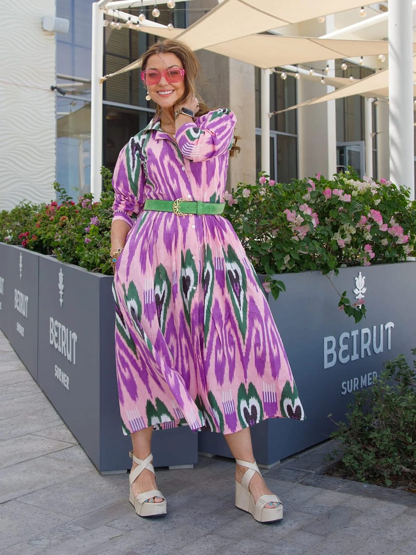 ‘Faith’ Shirtdress in Lilac Ikat - Image 2