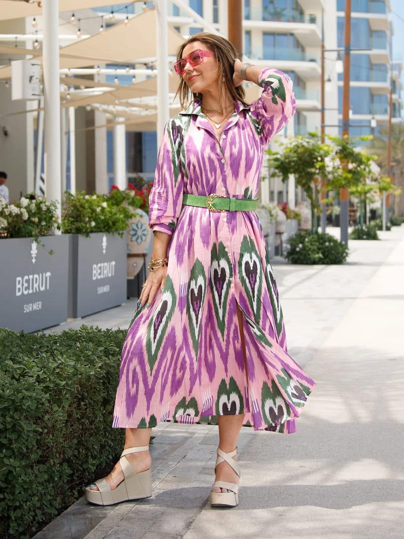 ‘Faith’ Shirtdress in Lilac Ikat - Image 7