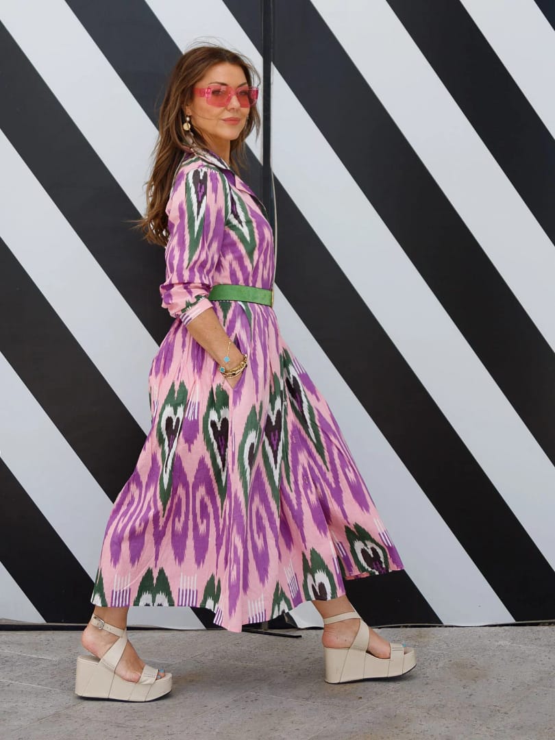 ‘Faith’ Shirtdress in Lilac Ikat - Image 8