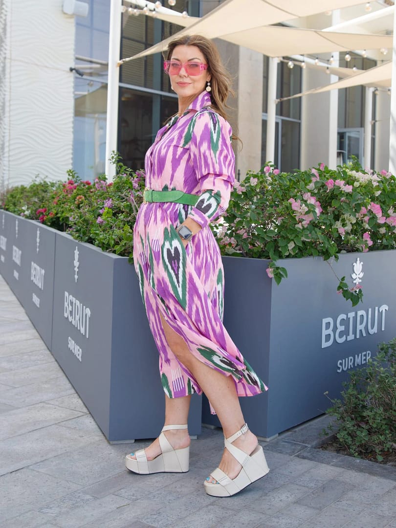‘Faith’ Shirtdress in Lilac Ikat - Image 5