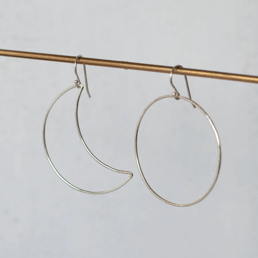 Sterling Silver Sun and Moon Mismatch Earrings - Image 4
