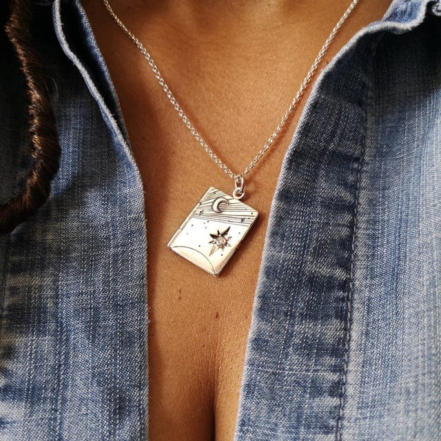 Sterling Silver Celestial Locket Necklace - Image 3