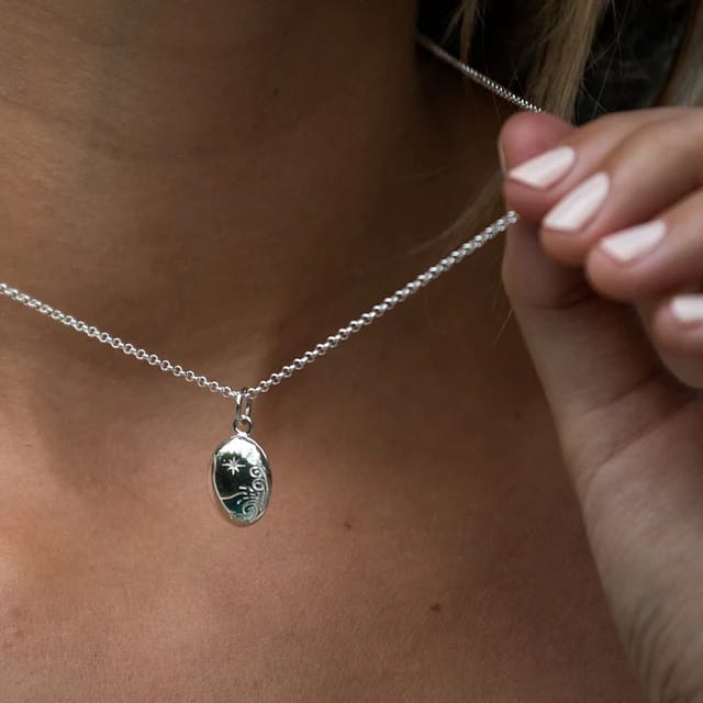 Silver Tiny Celestial Locket Necklace - Image 5
